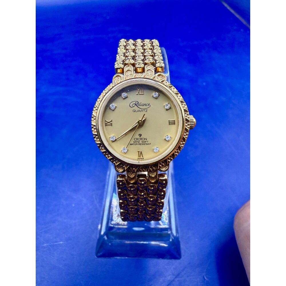 Vintage Reliance by Croton Ladies Watch - Gold Tone Diamond Accent Quartz